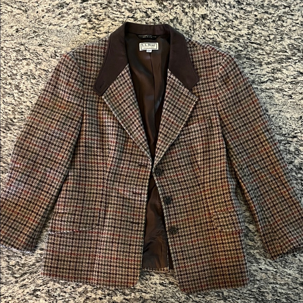 L.L. Bean Houndstooth Brown Blazer Vintage